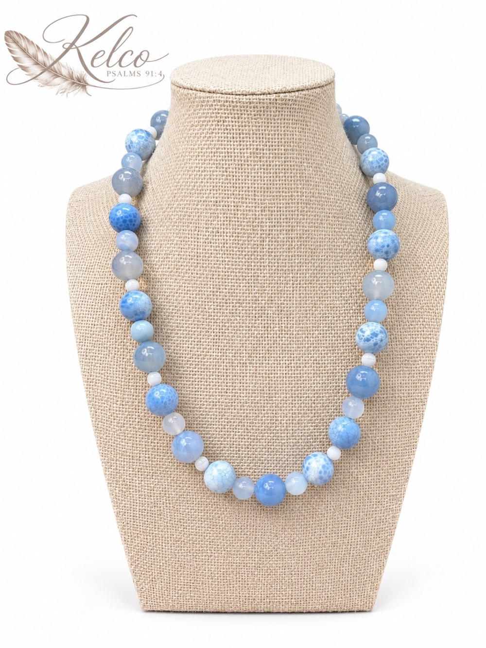 Blue Lace and Dragon Vein Agate 20’ French wire Closure